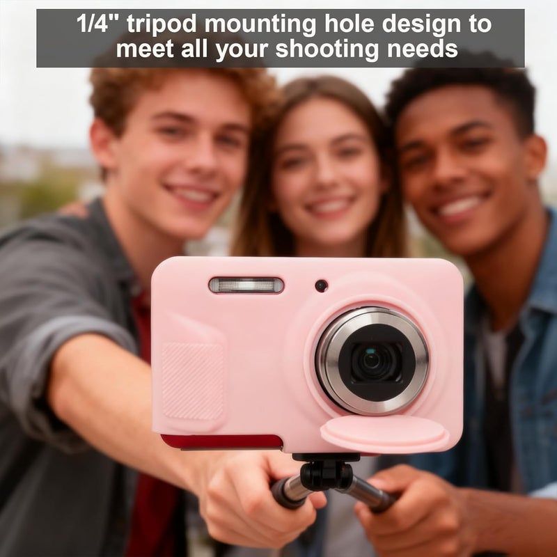 Frevyve Case for Kodak PIXPRO FZ55 Digital Camera Accessories, Soft Silicone Protective Case, Slim Fit Sleeve with Removable Lens Cover and Screen Protector, Lightweight, Anti-Scratch (Pale Pink) - Image 2